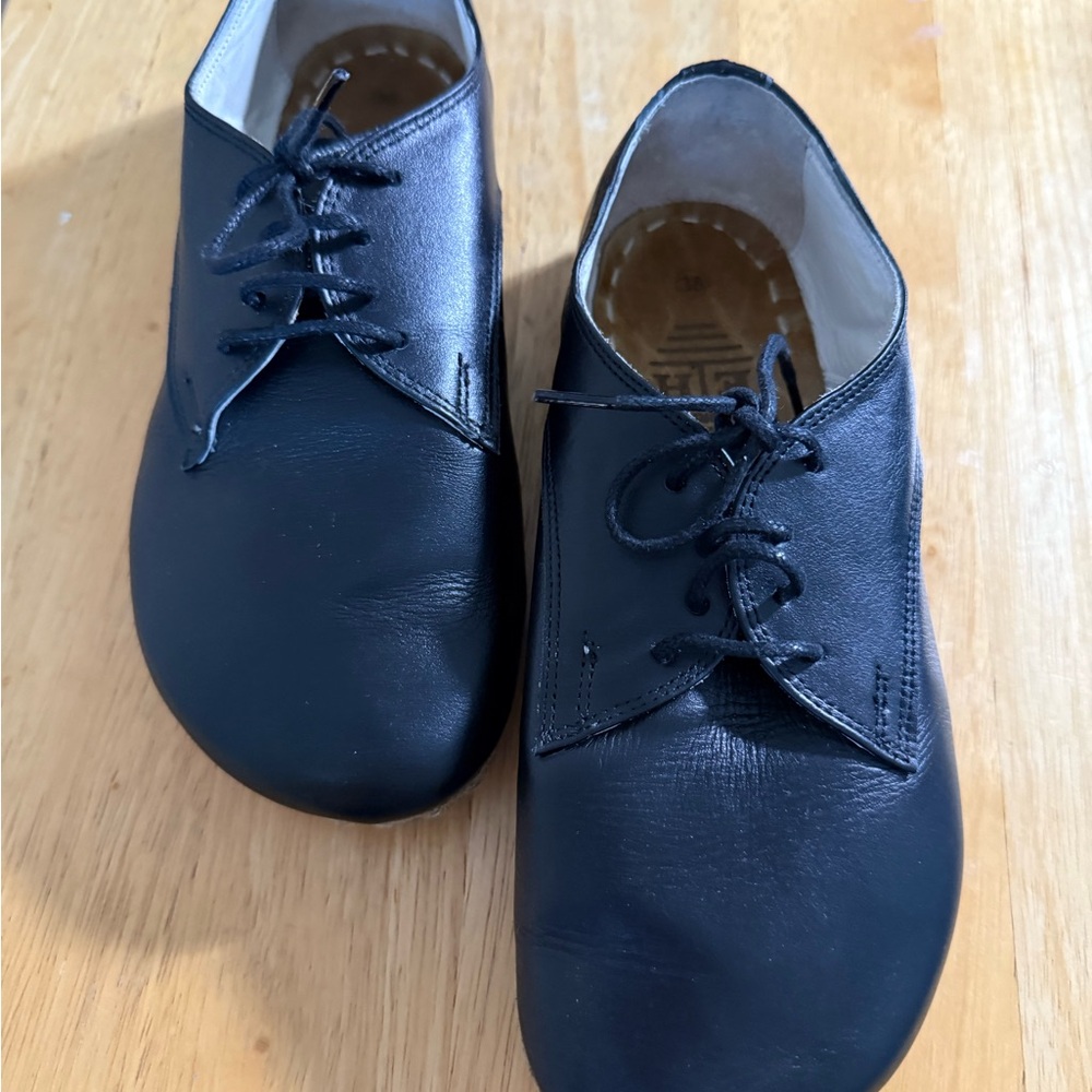 Black Leather Lace-Up Shoes